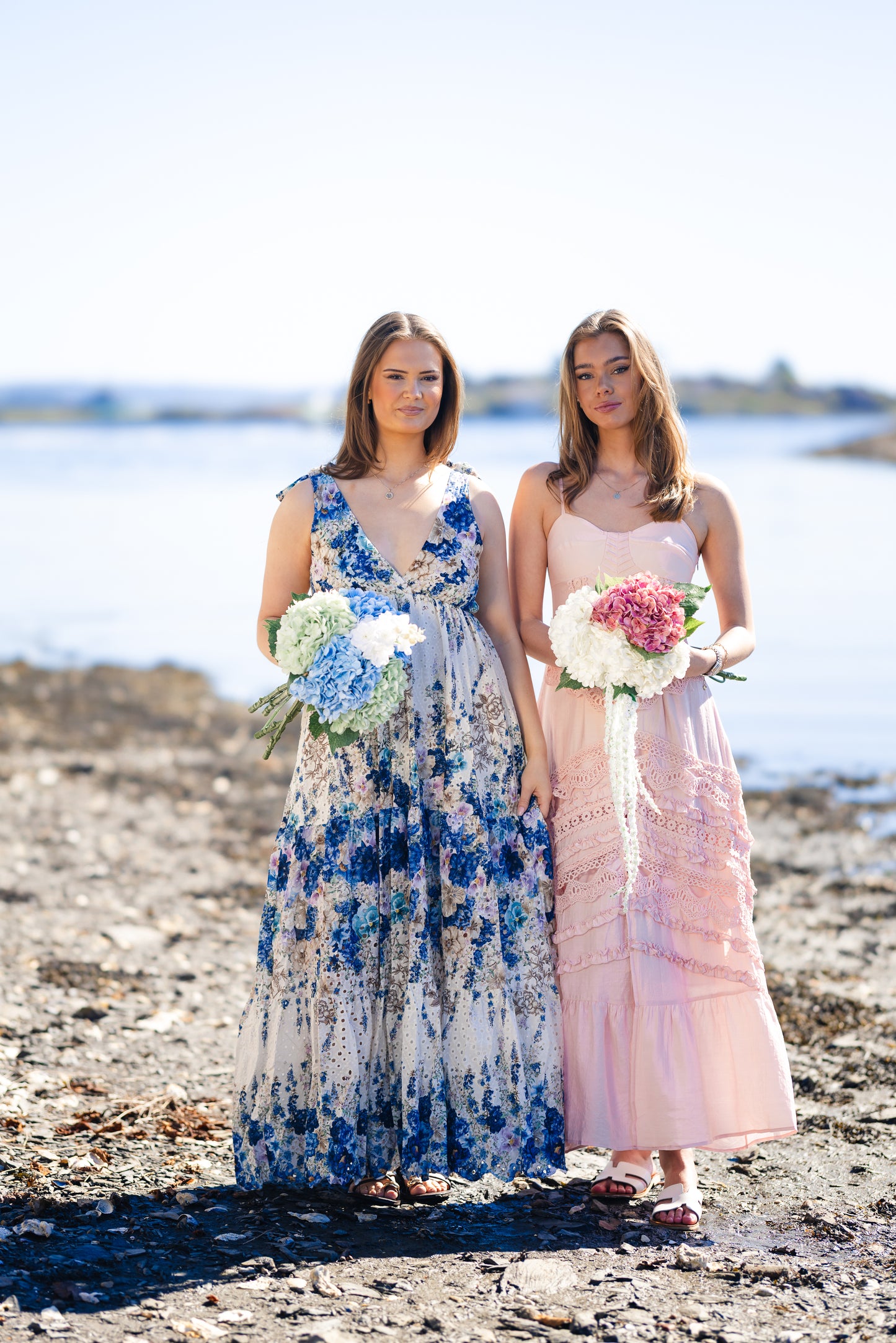 Broderie Anglaise Kjole blå