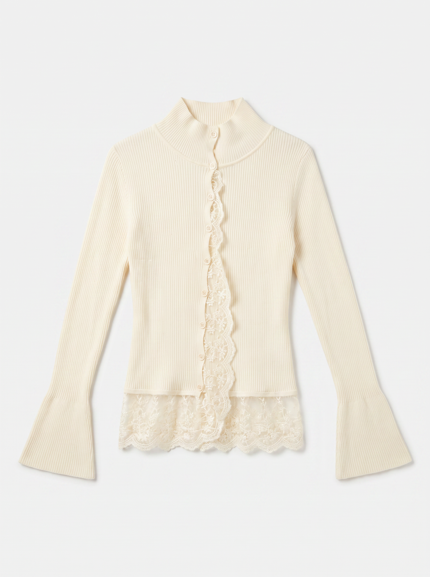 Ribbestrikket blondecardigan