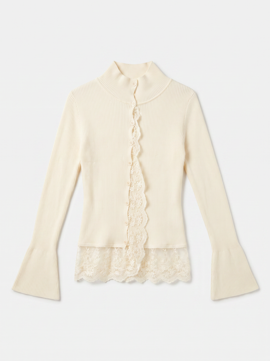 Ribbestrikket blondecardigan