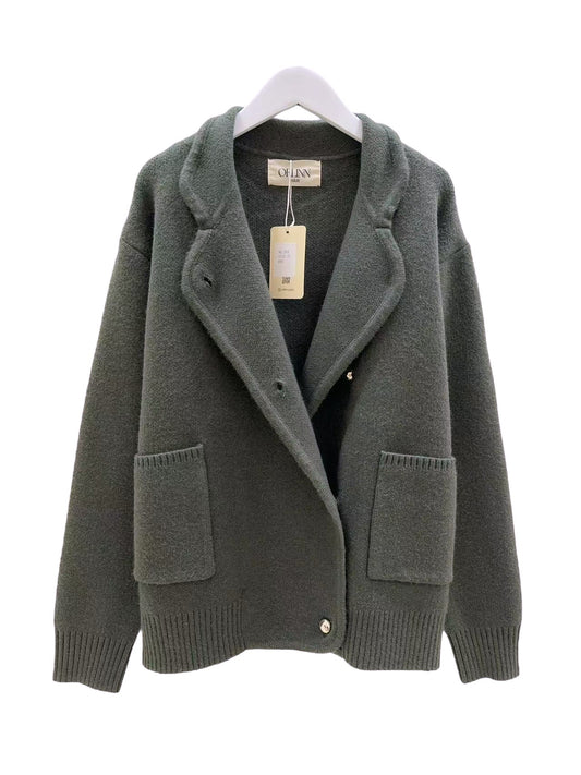 Jakke i Ull og Cashmere-mix Kaki