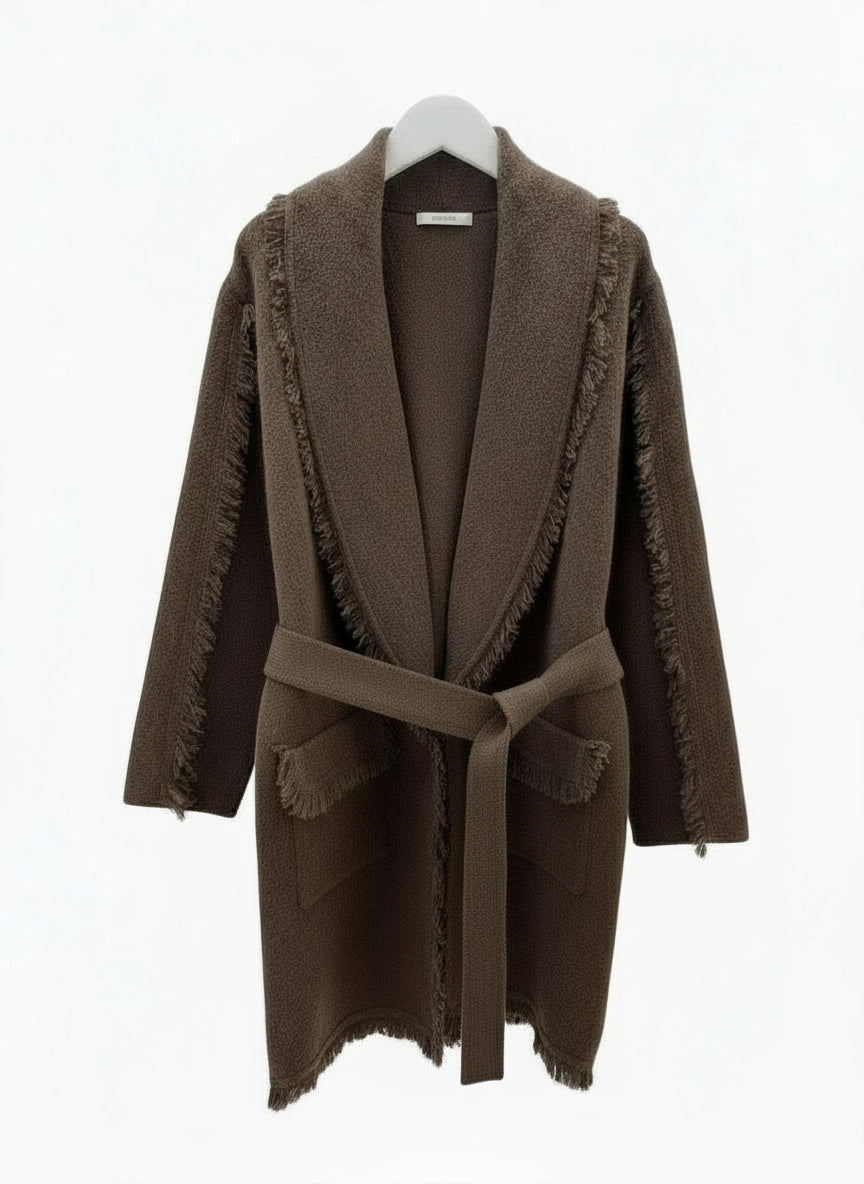 Cardigan i ull- og cashmeremix choco