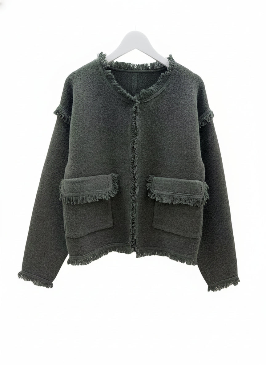 Jakke i ull- og cashmeremix grønn