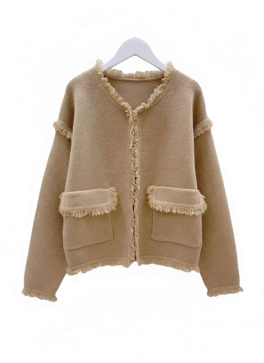 Jakke i ull- og cashmeremix Caramell