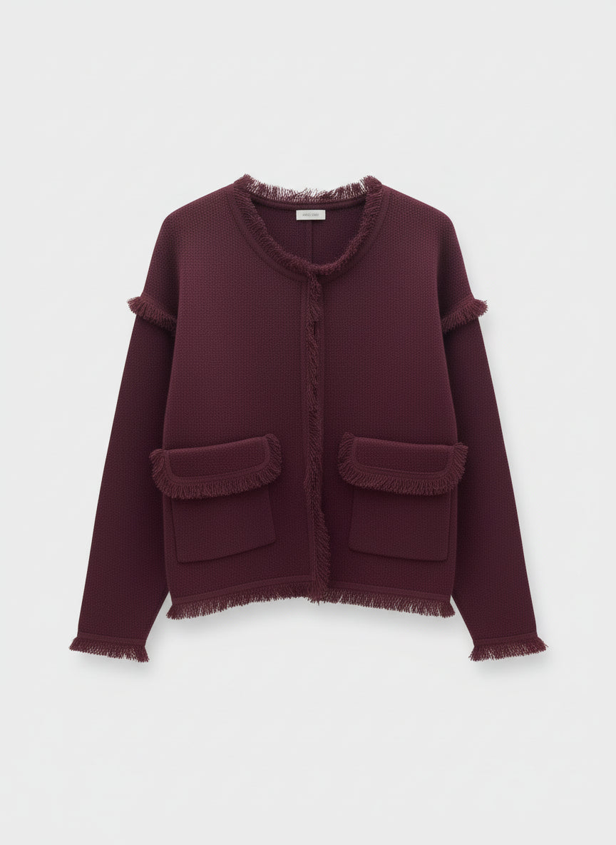 Jakke i ull- og cashmeremix Burgunder