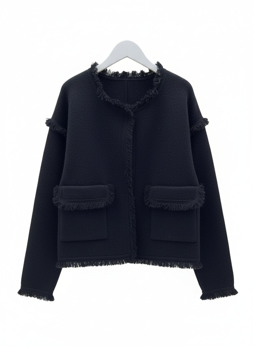 Jakke i ull- og cashmeremix Svart