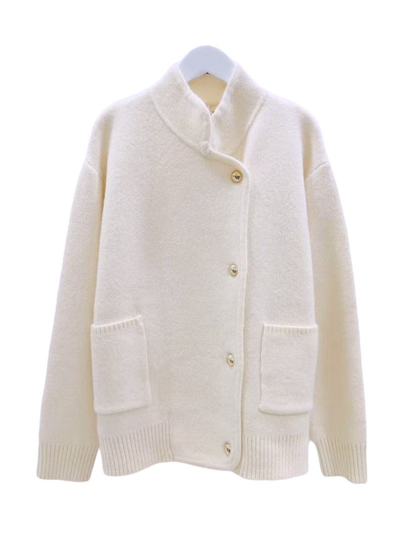 Jakke i ull- og cashmeremix offwhite