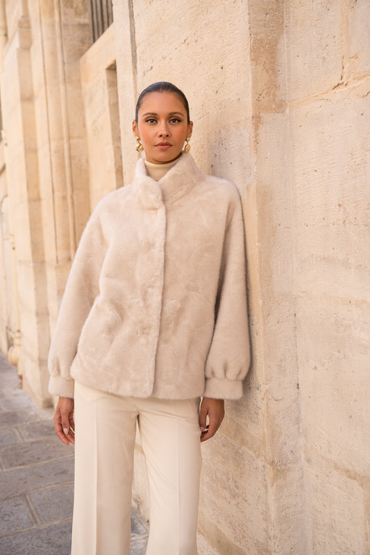 Milena Faux fur jakke cream