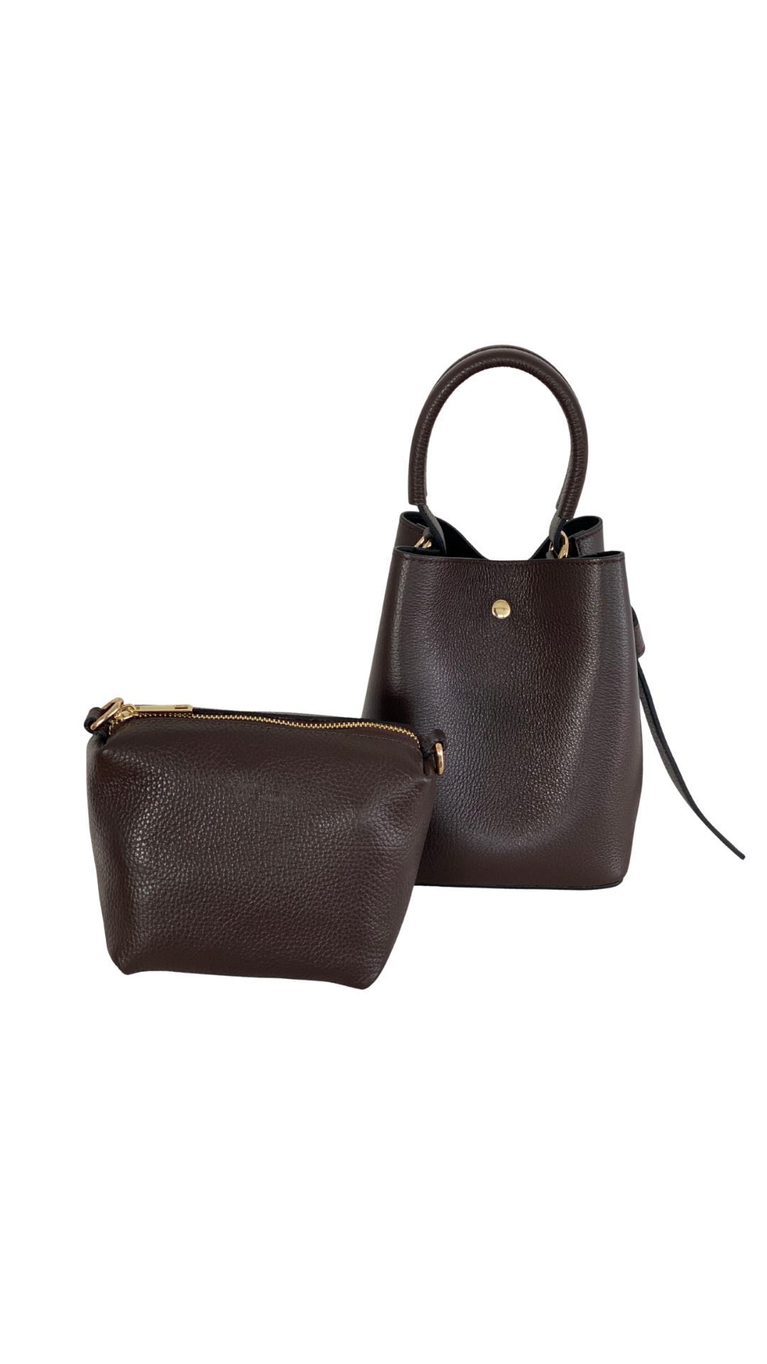 Noelle bøtteveske i mørk sjokoladebrun