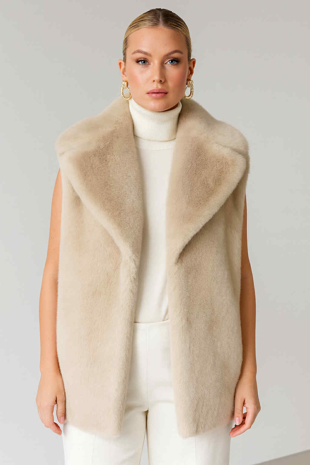 Leah faux fur vest Beige