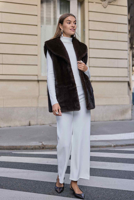 Leah Faux fur vest Brun