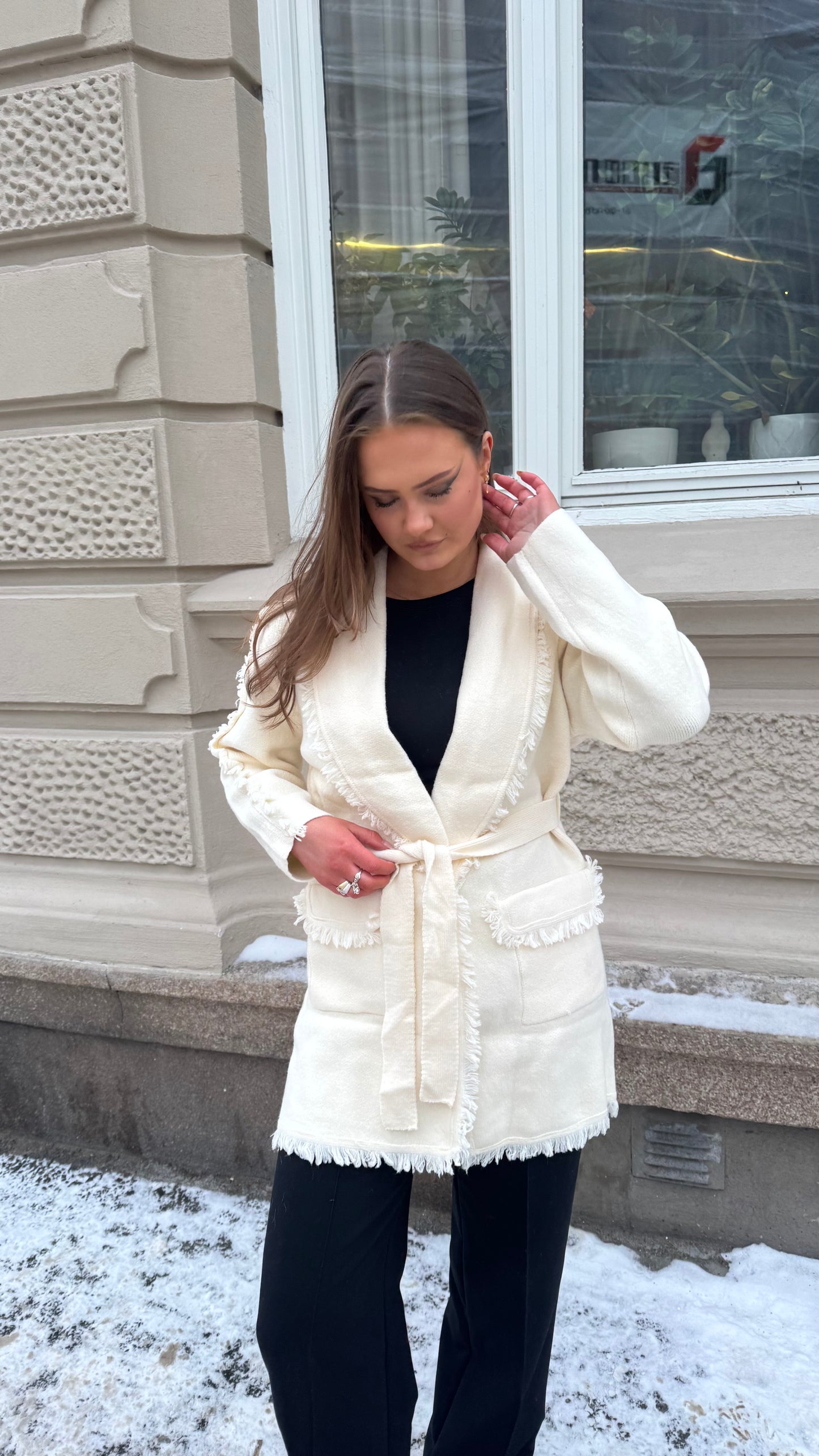 Cardigan  i ull- cashmeremix offwhite
