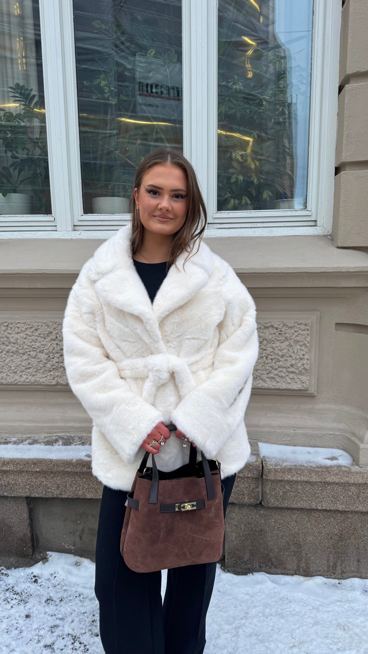 Louisa faux fur jacket white