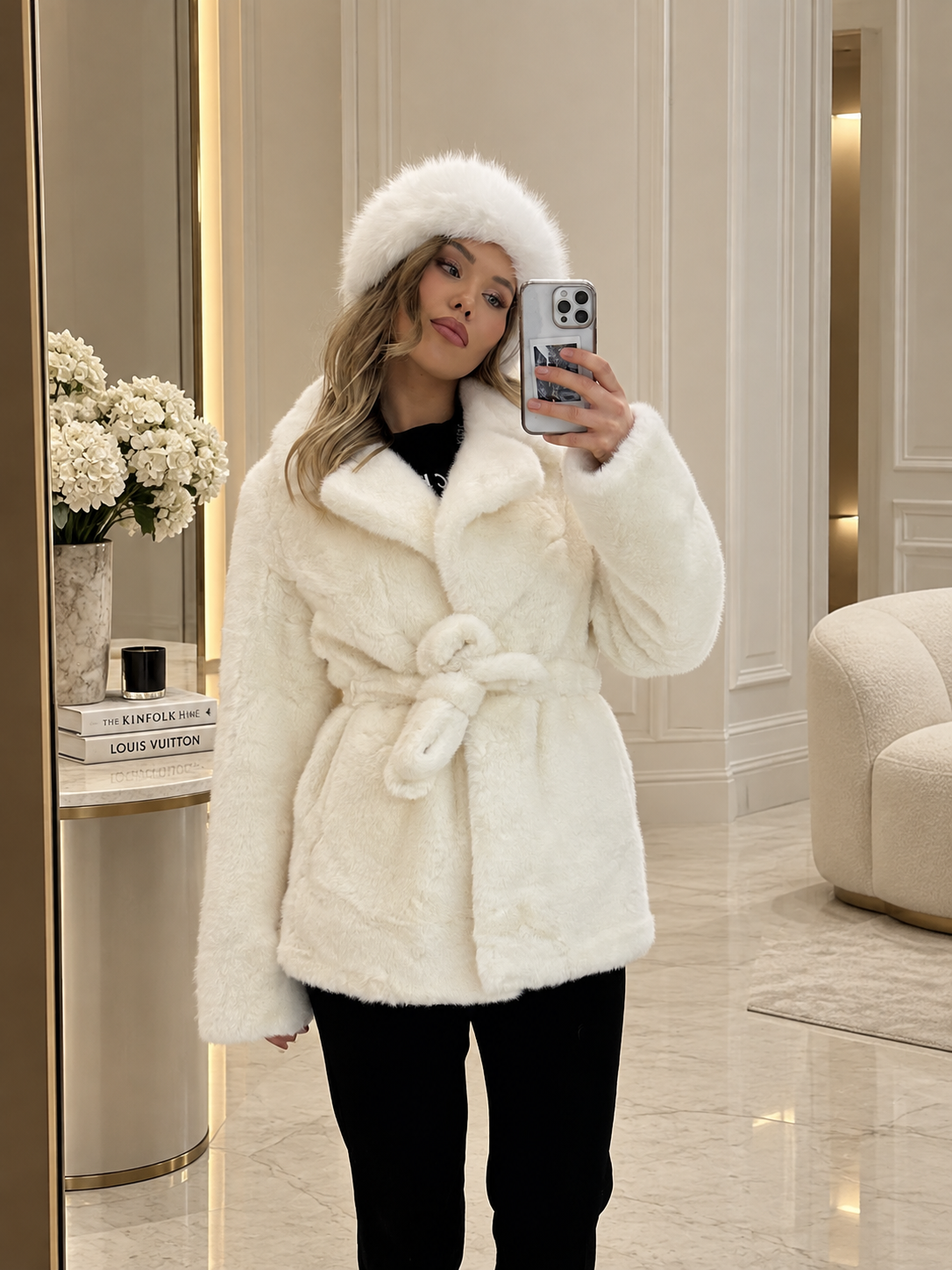 Louisa faux fur jacket white