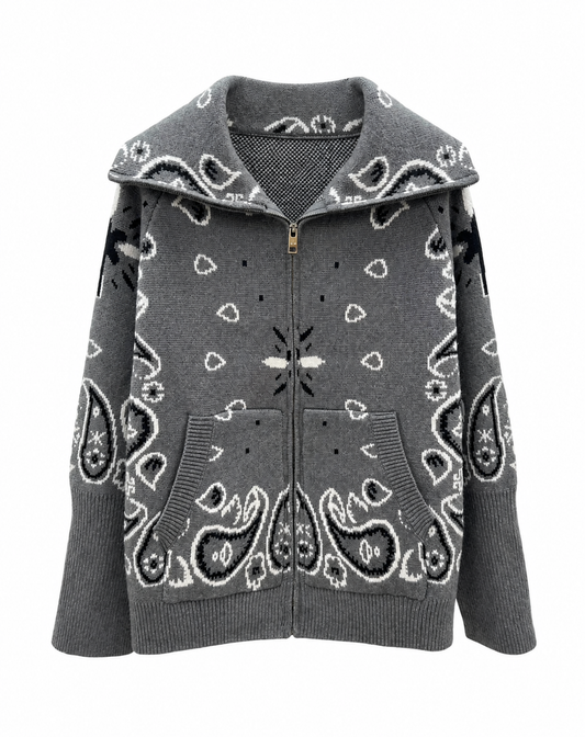 Paisley Zip Jacket mørk grå