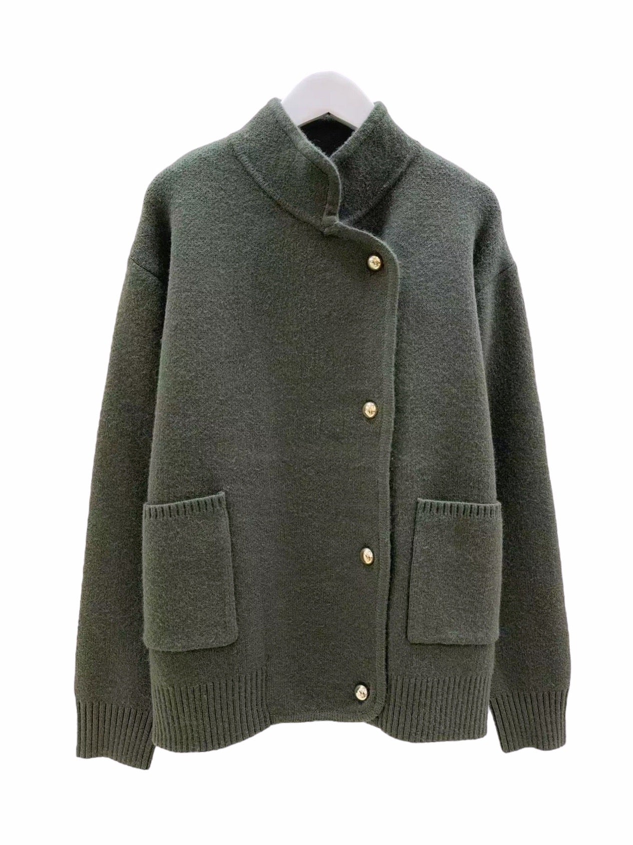 Jakke i Ull og Cashmere-mix Kaki