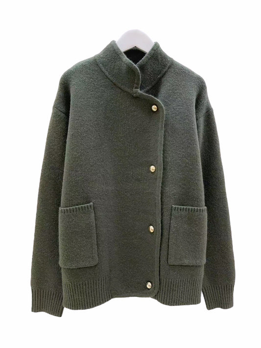 Jakke i Ull og Cashmere-mix Kaki
