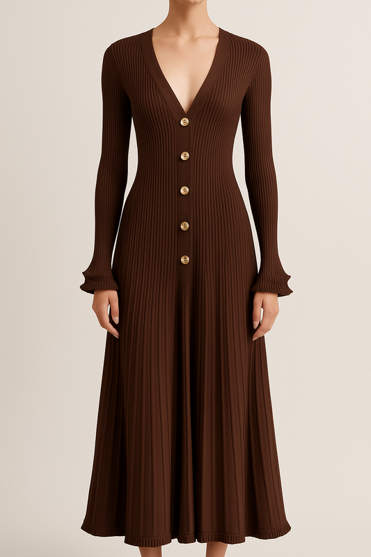 Camille plissé kjole chocolate
