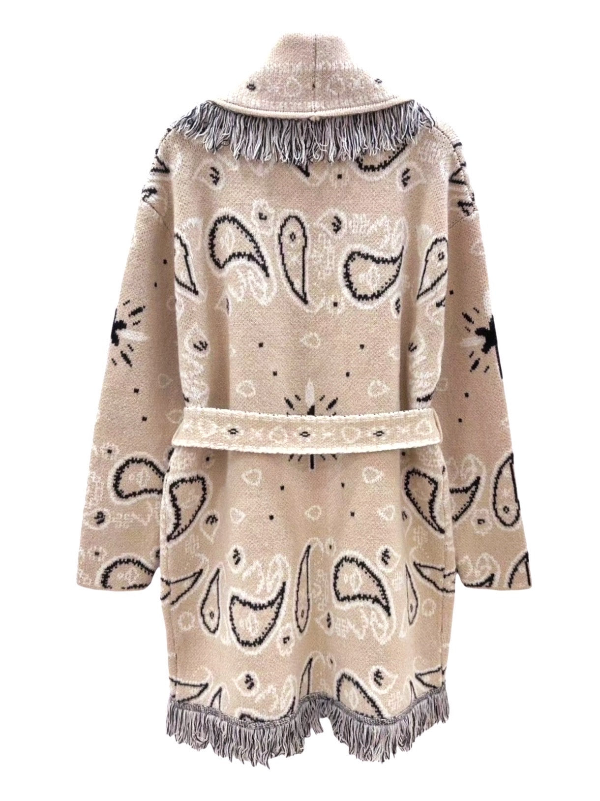 Cardigan i Ull- og cashmeremix paisleymønster beige