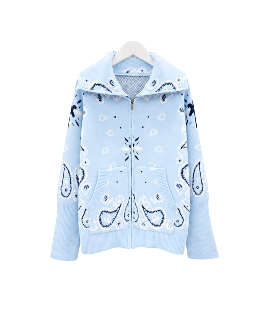 Paisley zip lys blå pastell