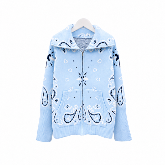 Paisley zip lys blå pastell