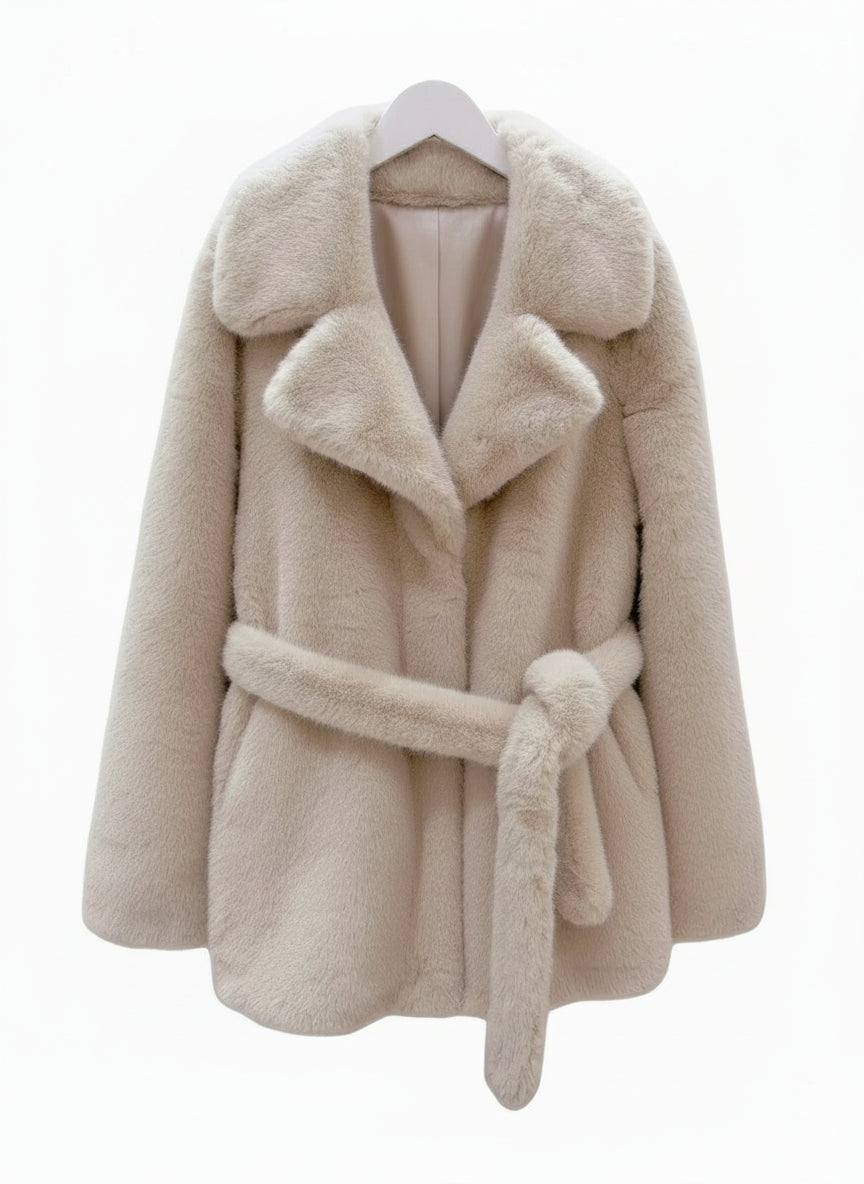 Louisa faux fur jacket beige
