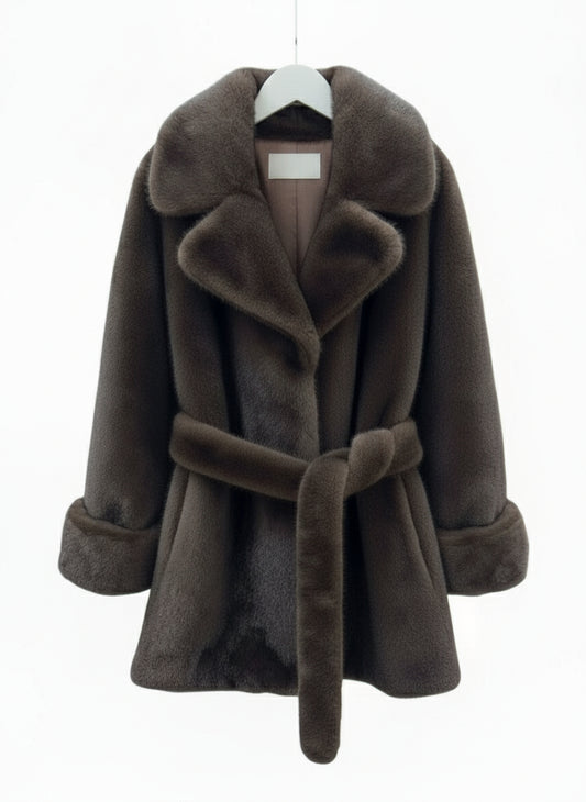 Louisa faux fur jacket choco