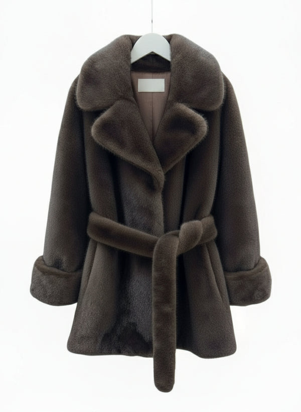 Louisa faux fur jacket choco