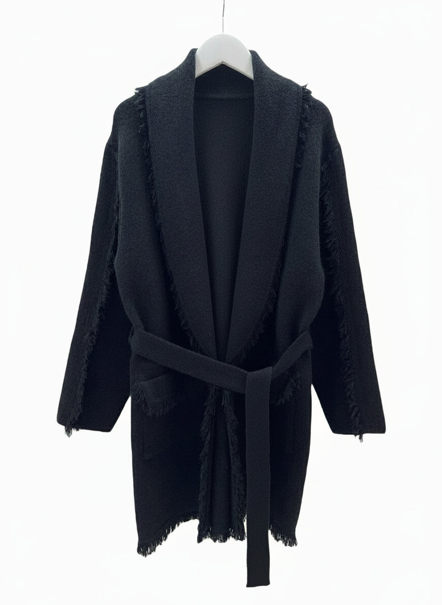 Cardigan i ull- og cashmeremix svart