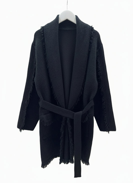 Cardigan i ull- og cashmeremix svart