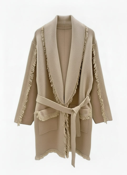 Cardigan i ull- og cashmeremix  Beige