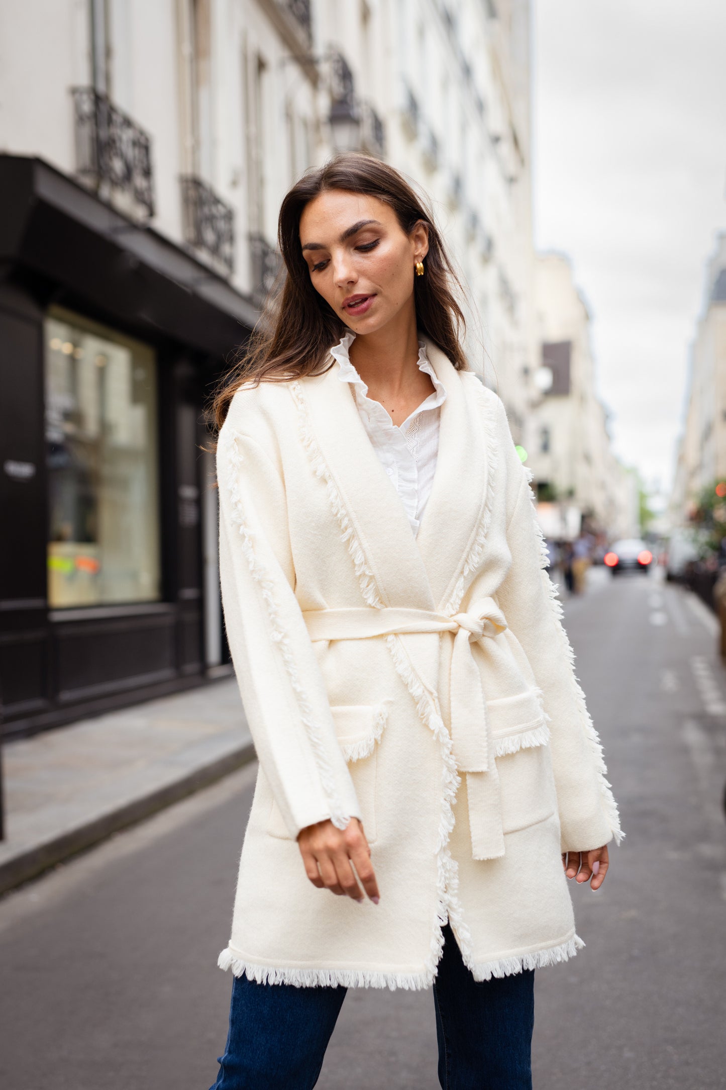 Cardigan  i ull- cashmeremix offwhite