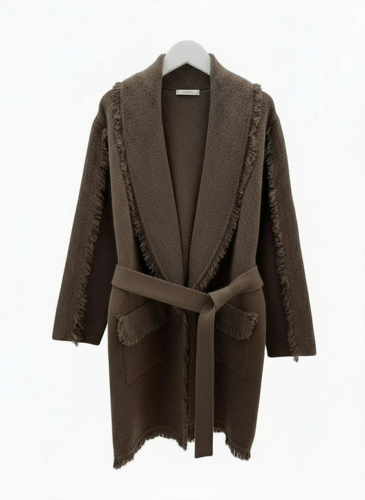 Cardigan i ull- og cashmeremix choco