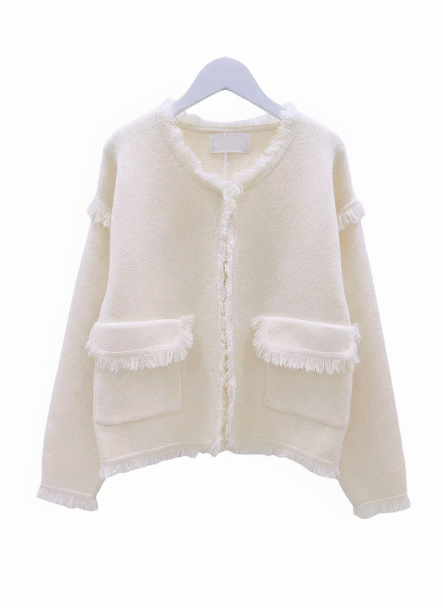 Jakke i ull- og cashmeremix offwhite