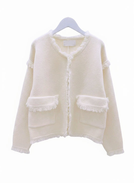 Jakke i ull- og cashmeremix offwhite