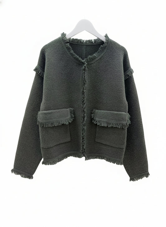 Jakke i ull- og cashmeremix grønn