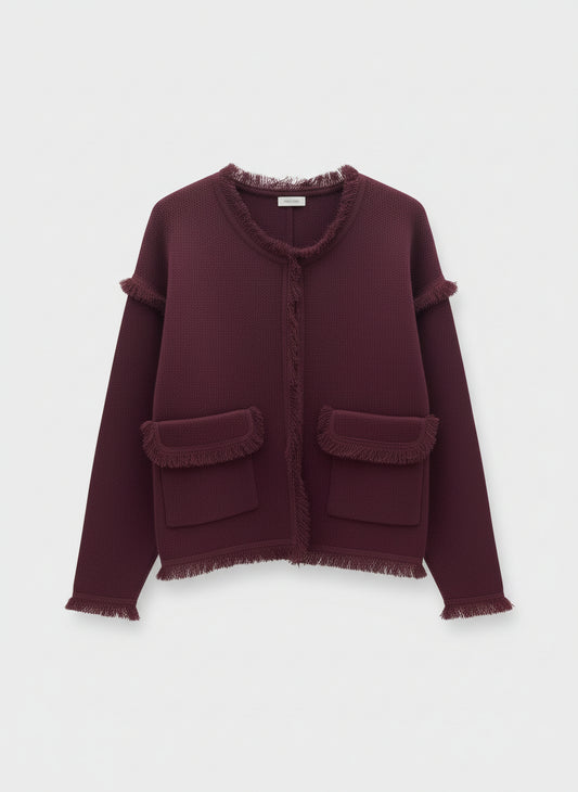 Jakke i ull- og cashmeremix Burgunder