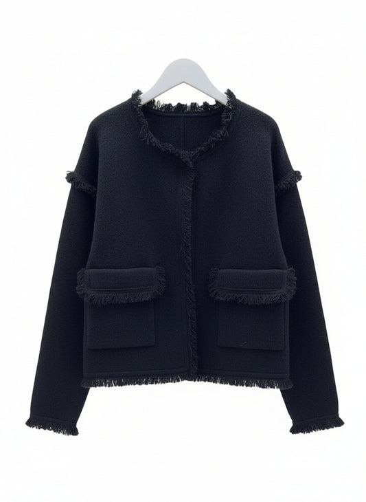 Jakke i ull- og cashmeremix Svart