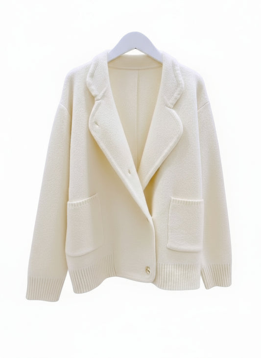 Jakke i ull- og cashmeremix offwhite