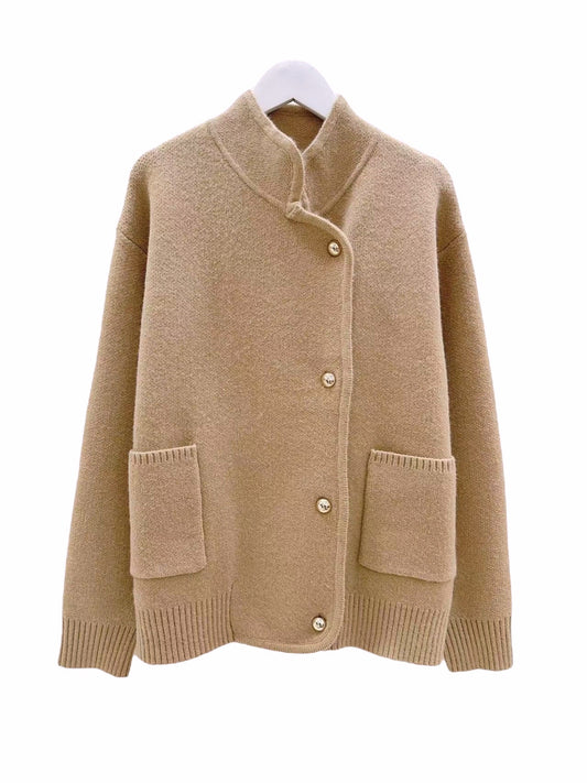 Jakke i ull- og cashmeremix Beige