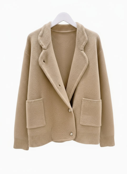 Jakke i ull- og cashmeremix Beige