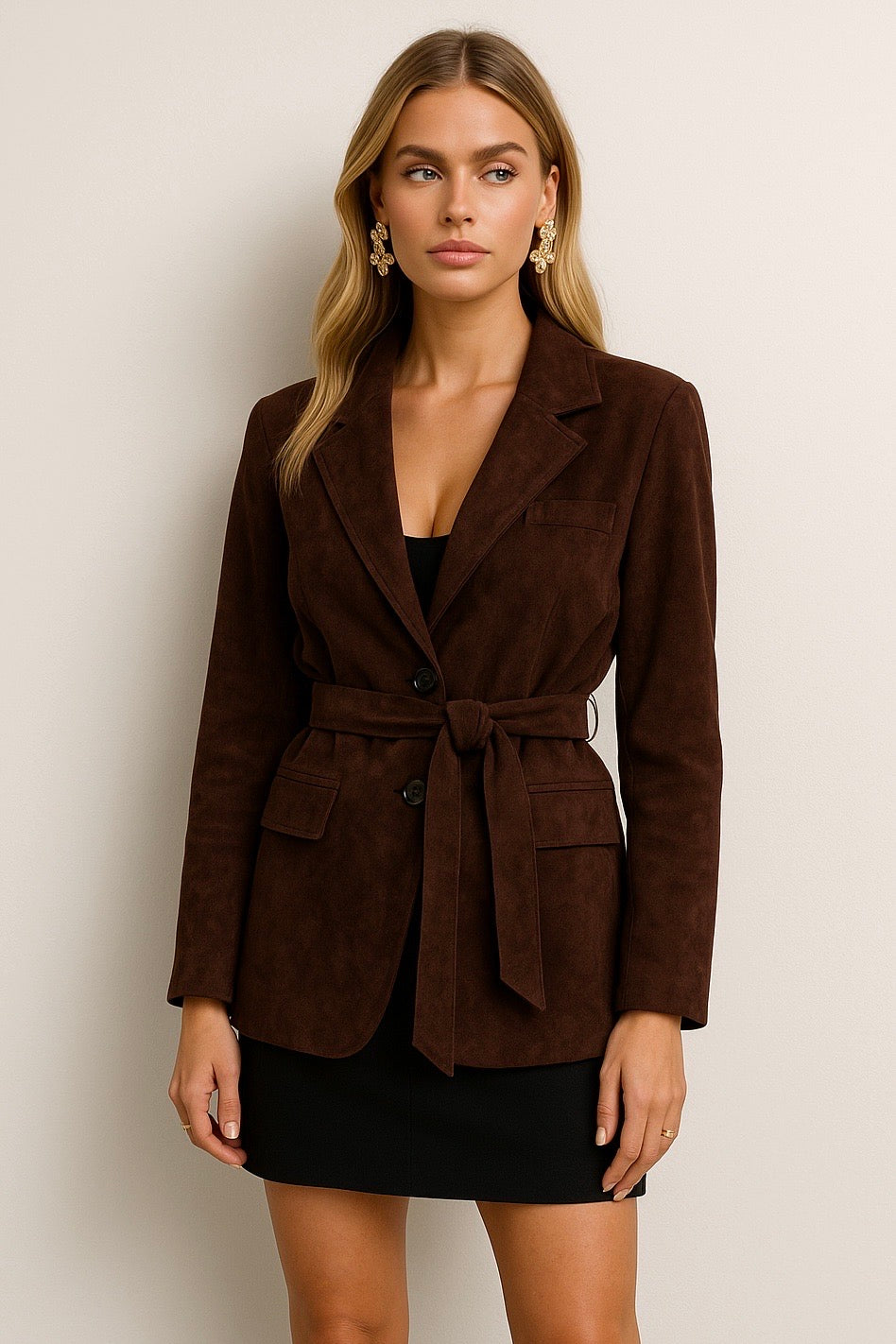 Elena faux leather blazer