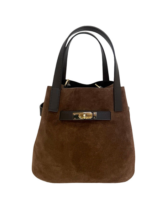 Alba veske i semsket skinn mørk brun