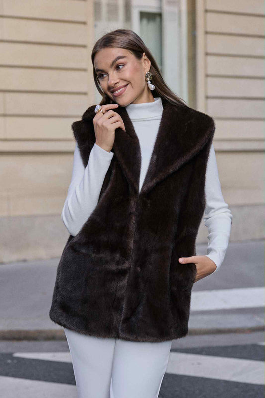 Leah Faux fur vest Brun