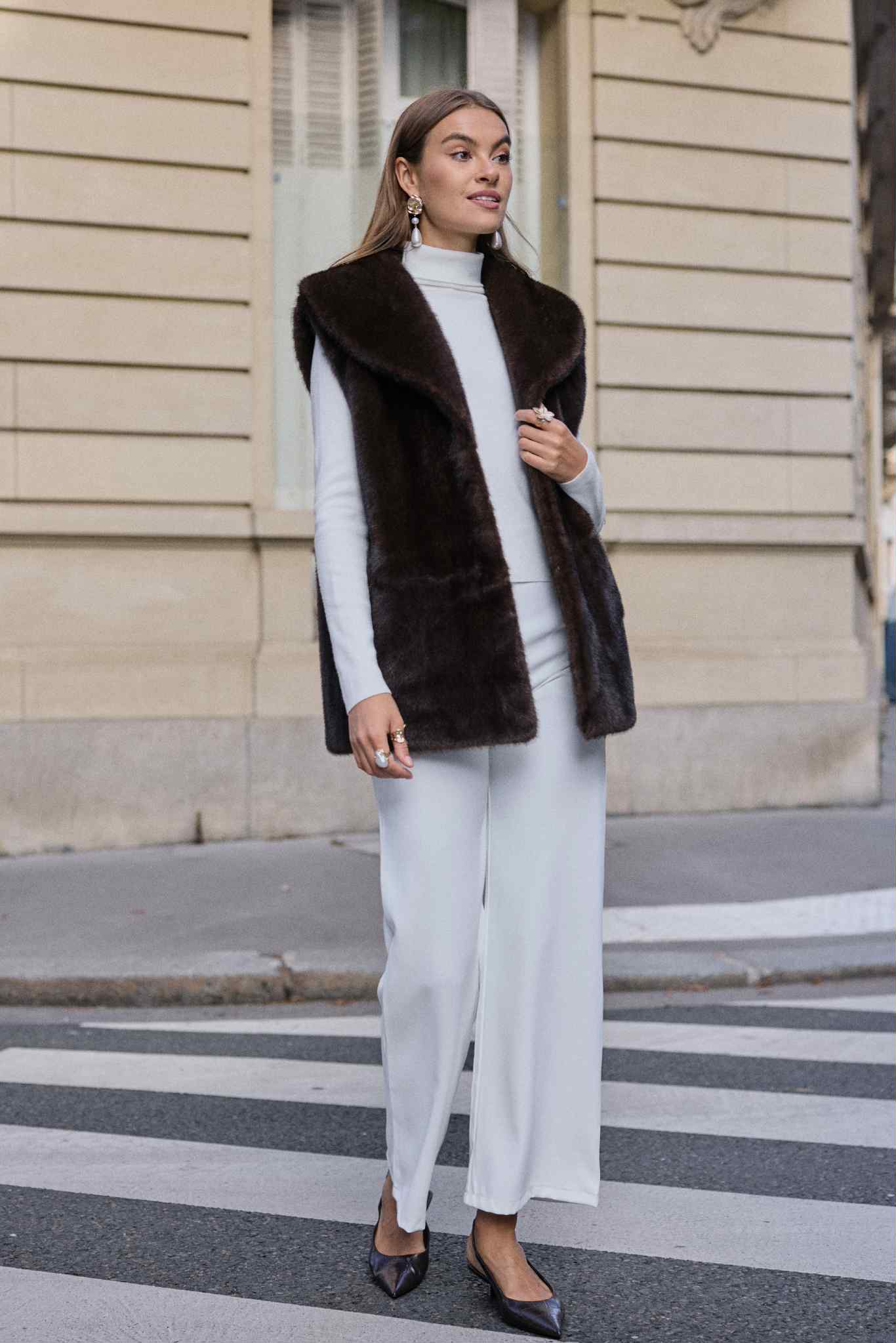 Leah Faux fur vest Brun