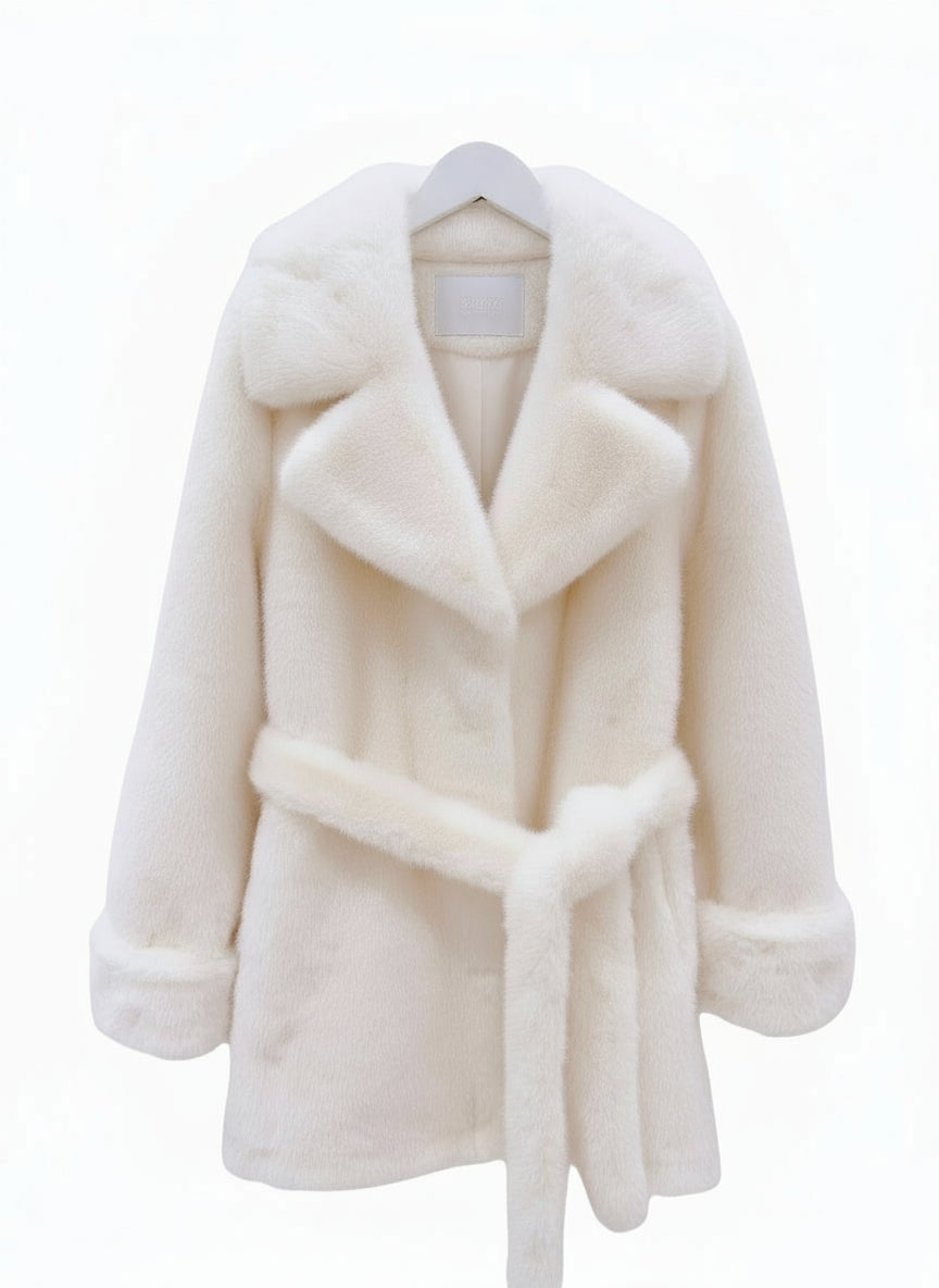 Louisa faux fur jacket white